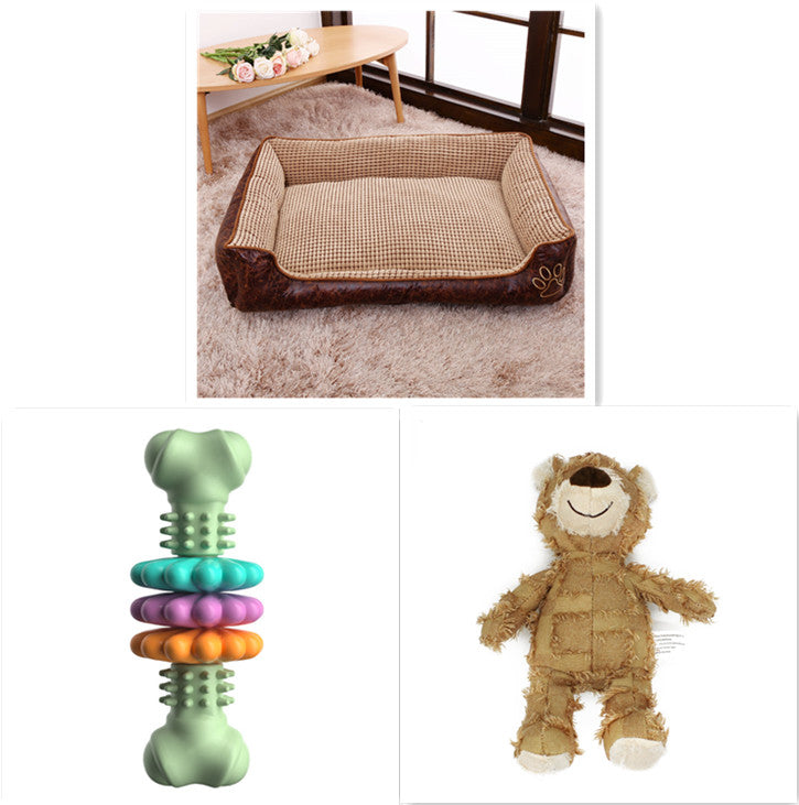 HKM-0616125 Detachable and Washable Dog Cat Mat Bed in Coffee and Beige with Anti-Skid Bottom