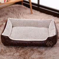 HKM-0616125 Detachable and Washable Dog Cat Mat Bed in Coffee and Beige with Anti-Skid Bottom