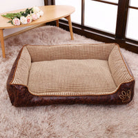 HKM-0616125 Detachable and Washable Dog Cat Mat Bed in Coffee and Beige with Anti-Skid Bottom
