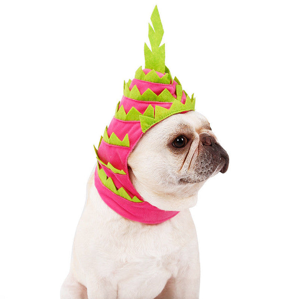 HKM-0616893 Pitaya Fruit Pet Hat for Dogs and Cats - Soft Velvet Costume Headgear for Halloween Celebrations