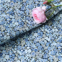 HKM-061715 Small Blue Rose Floral Velvet Cotton Fabric - 80 Pieces, 100% Pure Cotton, Available in Various Lengths