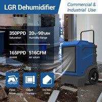 HKM-061907 Commercial Dehumidifier for Water Damage Restoration - 165 Pints Capacity