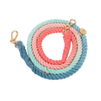 HKM-0619837 Multifunctional Rainbow Gradient Cotton Dog Traction Rope with Hand-Woven Collar Options