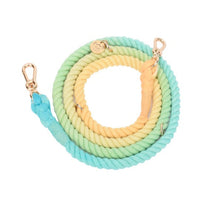 HKM-0619837 Multifunctional Rainbow Gradient Cotton Dog Traction Rope with Hand-Woven Collar Options