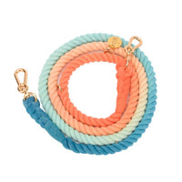HKM-0619837 Multifunctional Rainbow Gradient Cotton Dog Traction Rope with Hand-Woven Collar Options