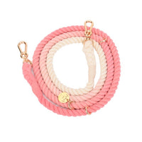 HKM-0619837 Multifunctional Rainbow Gradient Cotton Dog Traction Rope with Hand-Woven Collar Options