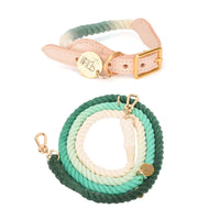 HKM-0619837 Multifunctional Rainbow Gradient Cotton Dog Traction Rope with Hand-Woven Collar Options