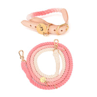 HKM-0619837 Multifunctional Rainbow Gradient Cotton Dog Traction Rope with Hand-Woven Collar Options