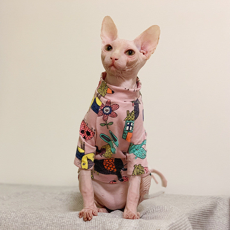 HKM-0620221 Casual Pink Clothes for Hairless Cats - Size XS to XL Available