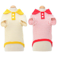 HKM-062099 Colorful Striped Polo Shirt for Pets - Red, Yellow, Green - Soft Cotton Blend