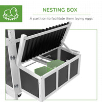 HKM-0621501 Wooden Chicken Coop with Nesting Box, Pull-Out Tray, and Run for Up to 6 Chickens in Dark Gray