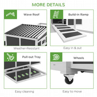 HKM-0621501 Wooden Chicken Coop with Nesting Box, Pull-Out Tray, and Run for Up to 6 Chickens in Dark Gray