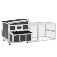 HKM-0621501 Wooden Chicken Coop with Nesting Box, Pull-Out Tray, and Run for Up to 6 Chickens in Dark Gray