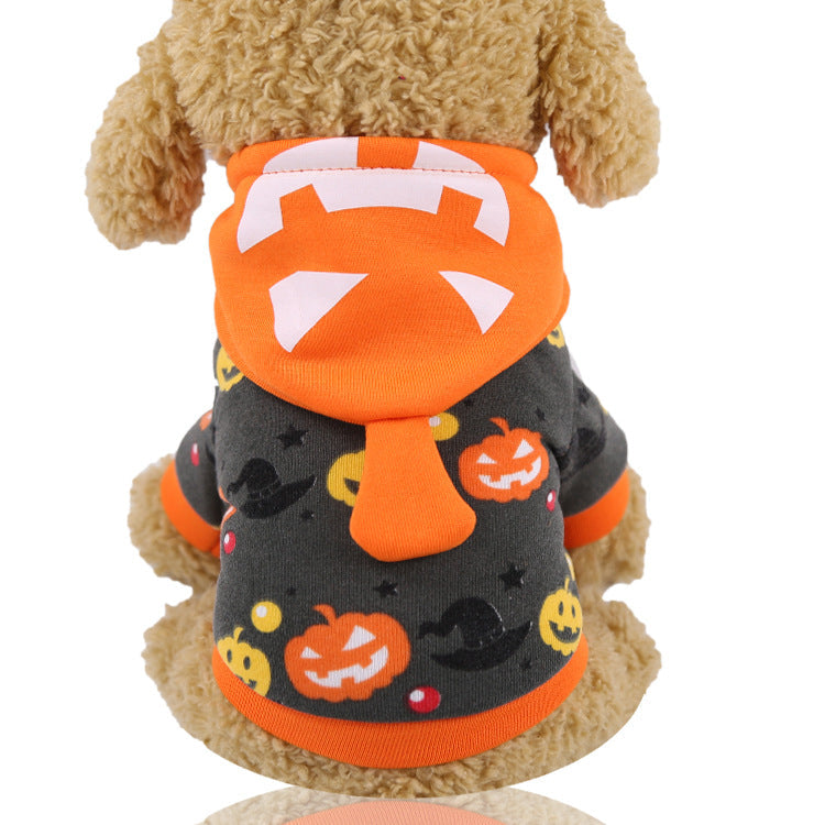 HKM-0622013 Funny Halloween Pet Costume with Adjustable Hat and Cape - Soft Cotton Sweater Design