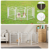 HKM-0623293 Indoor 8-Panel Metal Dog Playpen, 24-Inch High, Foldable with Door, Heavy Duty Iron for Pets