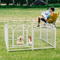 HKM-0623293 Indoor 8-Panel Metal Dog Playpen, 24-Inch High, Foldable with Door, Heavy Duty Iron for Pets