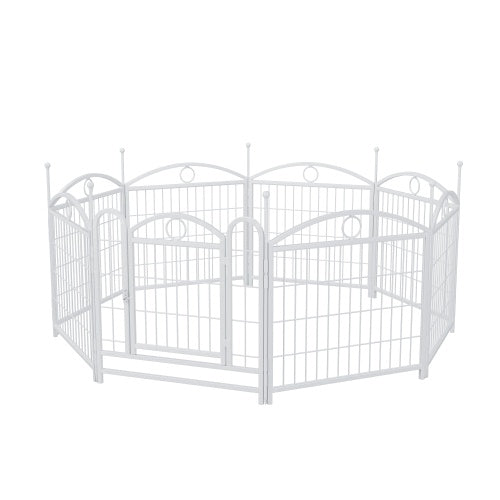HKM-0623293 Indoor 8-Panel Metal Dog Playpen, 24-Inch High, Foldable with Door, Heavy Duty Iron for Pets