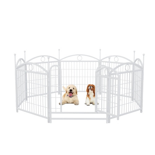 HKM-0623293 Indoor 8-Panel Metal Dog Playpen, 24-Inch High, Foldable with Door, Heavy Duty Iron for Pets