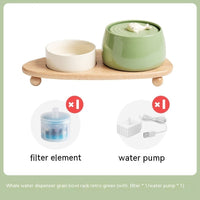 HKM-0623677 Ceramic Automatic Circulating Water Dispenser with Filter and Grain Bowl for Cats