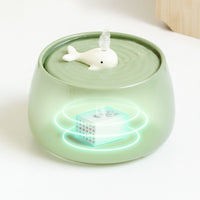 HKM-0623677 Ceramic Automatic Circulating Water Dispenser with Filter and Grain Bowl for Cats