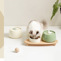 HKM-0623677 Ceramic Automatic Circulating Water Dispenser with Filter and Grain Bowl for Cats