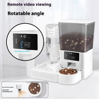 HKM-0623805 Smart Pet Feeder with Video and Voice Call Functionality, Timed Food & Water Dispenser, Stainless Steel Bowl