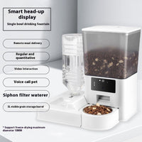 HKM-0623805 Smart Pet Feeder with Video and Voice Call Functionality, Timed Food & Water Dispenser, Stainless Steel Bowl