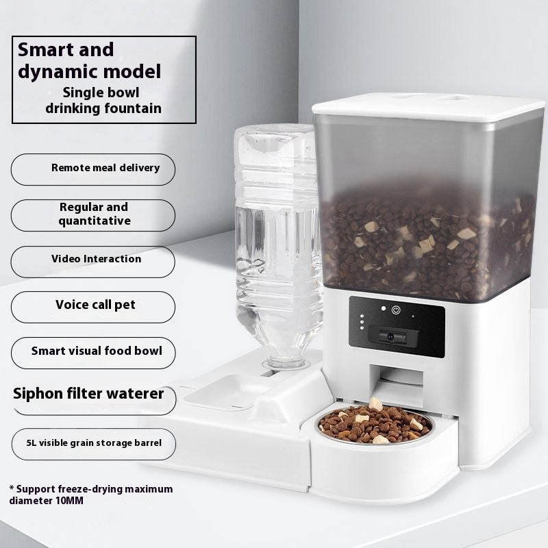 HKM-0623805 Smart Pet Feeder with Video and Voice Call Functionality, Timed Food & Water Dispenser, Stainless Steel Bowl
