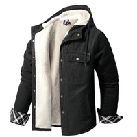 HKM-062419 Men's Casual Hooded Oversized Cotton Jackets for Fall and Winter Coats Thickened With Plush Long US Size Loose Fit Winter Jacket