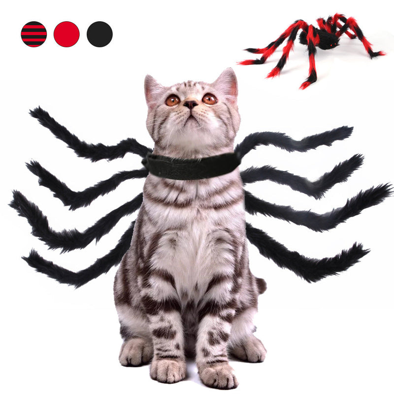 HKM-0625213 Spider Costume for Pets - Adorable Halloween Outfit for Cats and Dogs in Red and Black Cotton