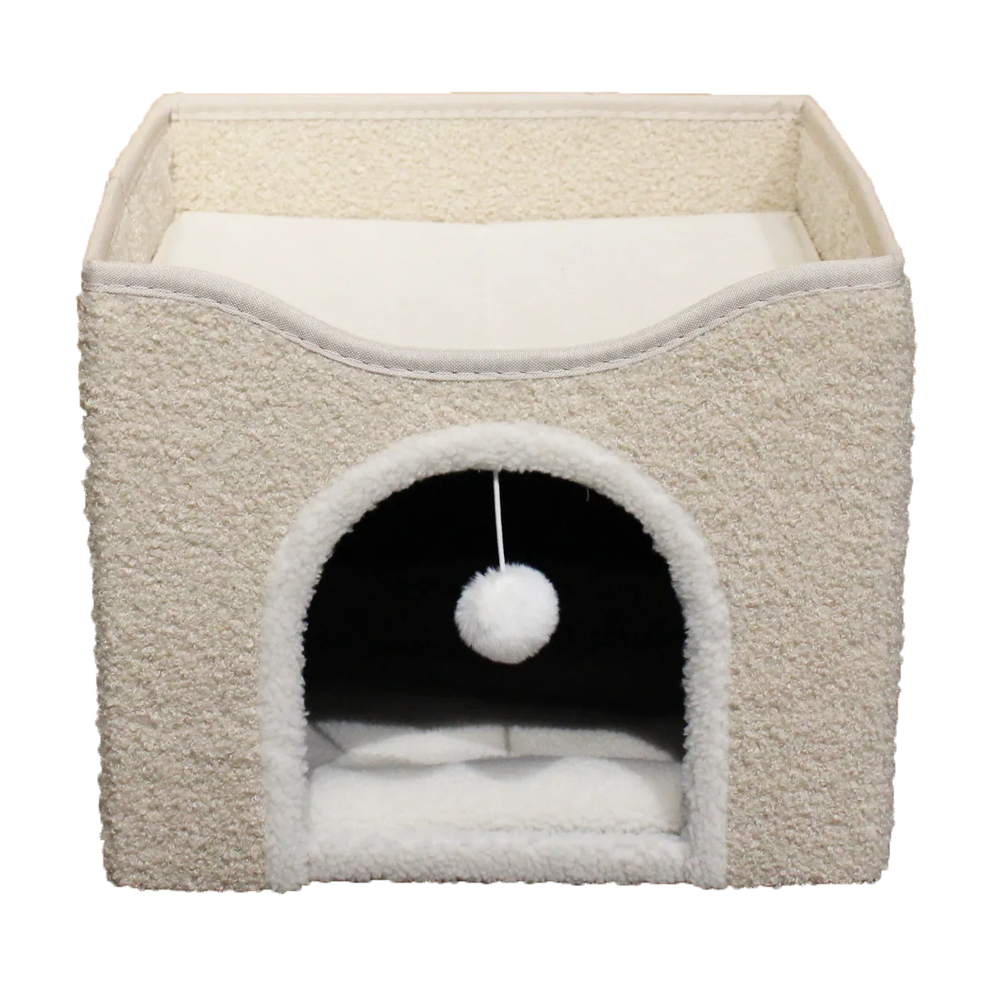 HKM-062547 Foldable Cat Scratcher Play House and Bed - Cute Brown Fabric Design for Indoor Use