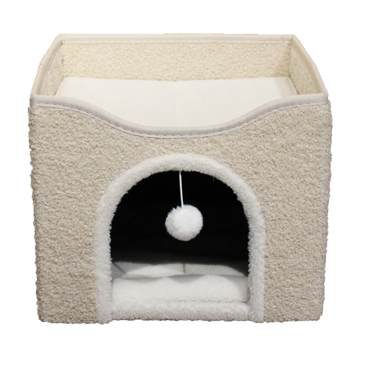 HKM-062547 Foldable Cat Scratcher Play House and Bed - Cute Brown Fabric Design for Indoor Use
