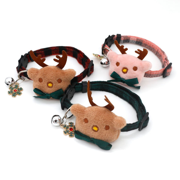 HKM-0625597 Plaid Cotton Dog Bow Collar for Christmas and Halloween Celebrations