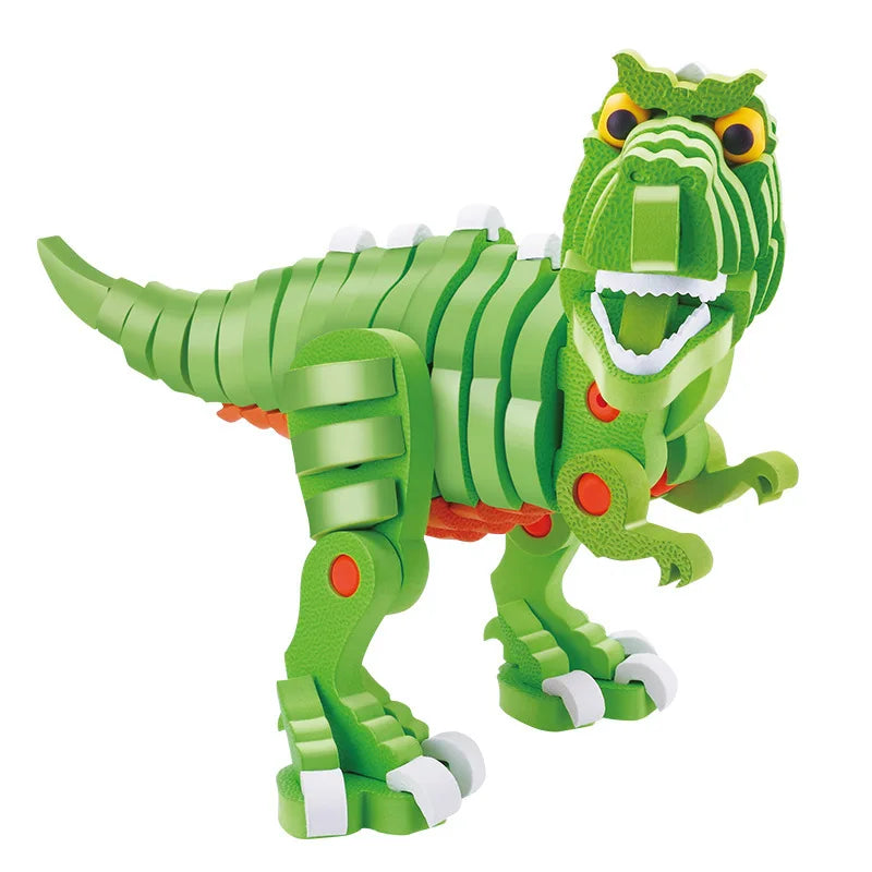 HKM-062611 3D DIY EVA Dinosaur Puzzle Blocks Set for Kids - 200 Pieces Educational Toy