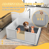 HKM-0629053 Whelping Box with Adjustable Door and Pig Rail for Safe Puppy Birth, 49" x 48"