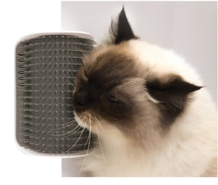 HKM-0629181 Cat Self-Grooming Wall Brush with Catnip - Durable Plastic, Soft Massage Design