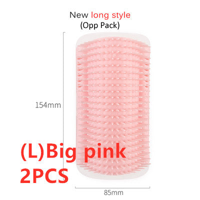 HKM-0629181 Cat Self-Grooming Wall Brush with Catnip - Durable Plastic, Soft Massage Design