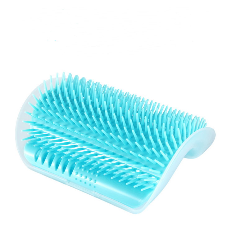 HKM-0629181 Cat Self-Grooming Wall Brush with Catnip - Durable Plastic, Soft Massage Design