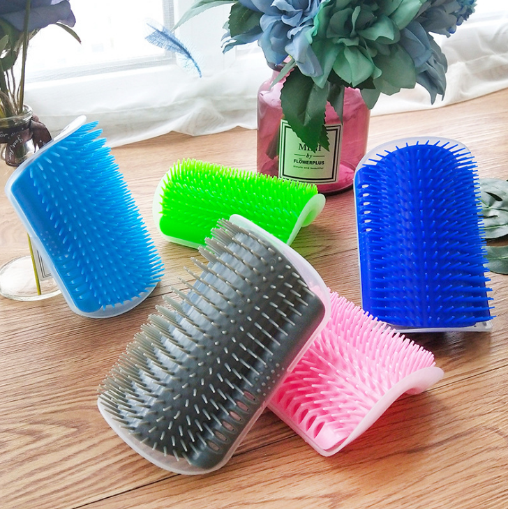 HKM-0629181 Cat Self-Grooming Wall Brush with Catnip - Durable Plastic, Soft Massage Design