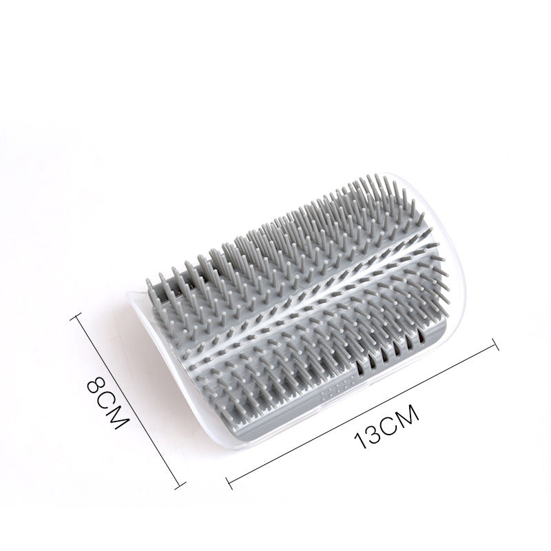 HKM-0629181 Cat Self-Grooming Wall Brush with Catnip - Durable Plastic, Soft Massage Design