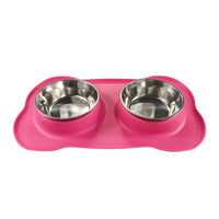 HKM-0629565 Silicone Double Dog Bowl with Stainless Steel Insert - Large and Small Sizes Available