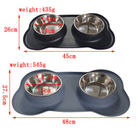 HKM-0629565 Silicone Double Dog Bowl with Stainless Steel Insert - Large and Small Sizes Available