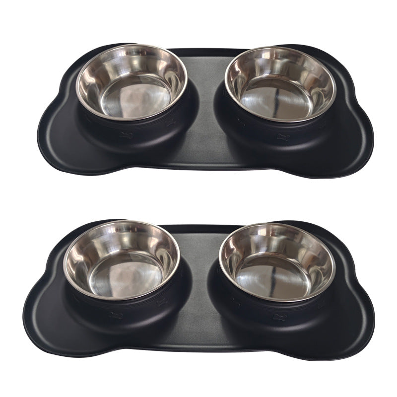 HKM-0629565 Silicone Double Dog Bowl with Stainless Steel Insert - Large and Small Sizes Available