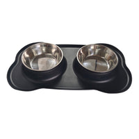 HKM-0629565 Silicone Double Dog Bowl with Stainless Steel Insert - Large and Small Sizes Available