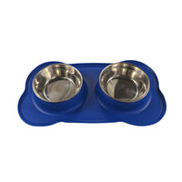 HKM-0629565 Silicone Double Dog Bowl with Stainless Steel Insert - Large and Small Sizes Available