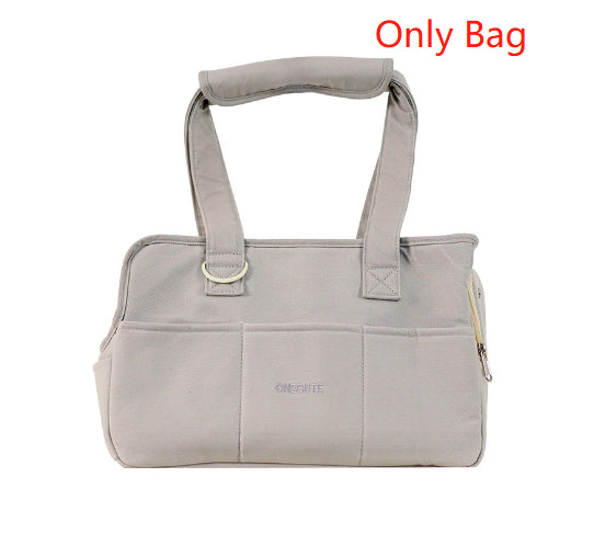 HKM-0629821 Small Dog Hand Messenger Bag in Beige - Nylon Canvas, Lightweight Design, Compact Size
