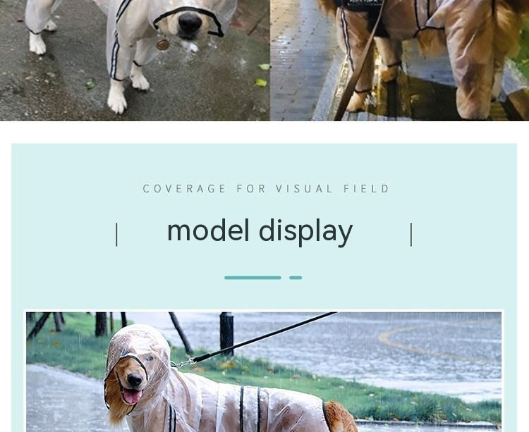 HKM-0631741 Waterproof Transparent Raincoat for Large Dogs - Casual Pet Clothing in Various Sizes