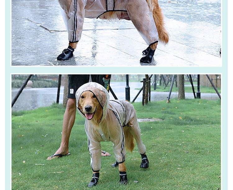 HKM-0631741 Waterproof Transparent Raincoat for Large Dogs - Casual Pet Clothing in Various Sizes