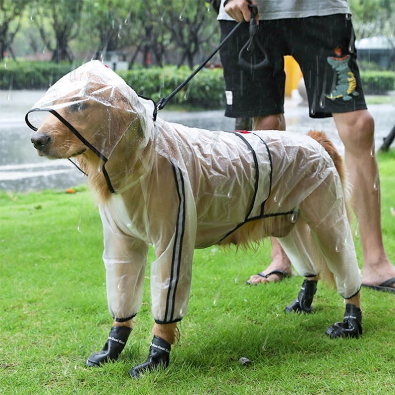 HKM-0631741 Waterproof Transparent Raincoat for Large Dogs - Casual Pet Clothing in Various Sizes
