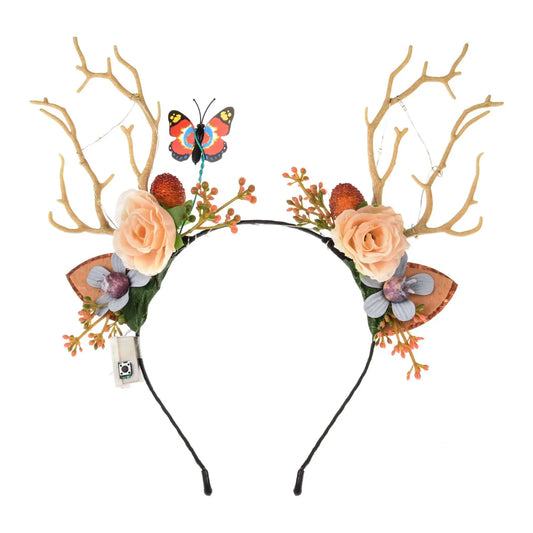 HKM-063187 Luminous Deer Antler Headband with Colorful LED Lights for Kids and Adults